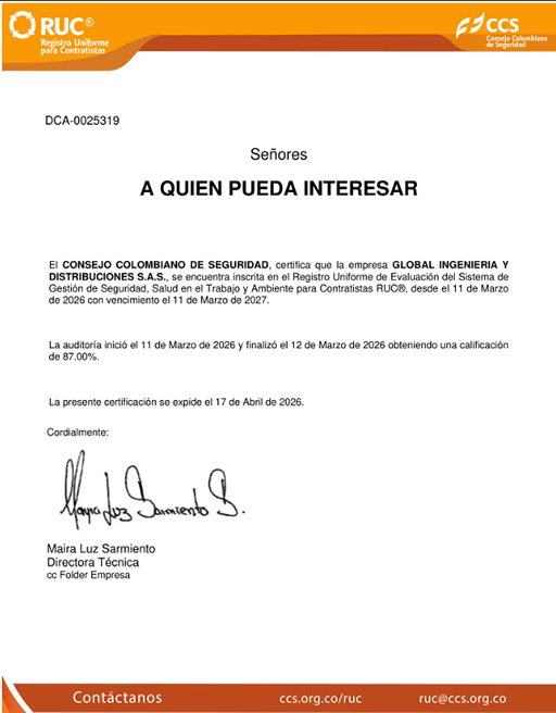 Certificado RUC DCA-0025319