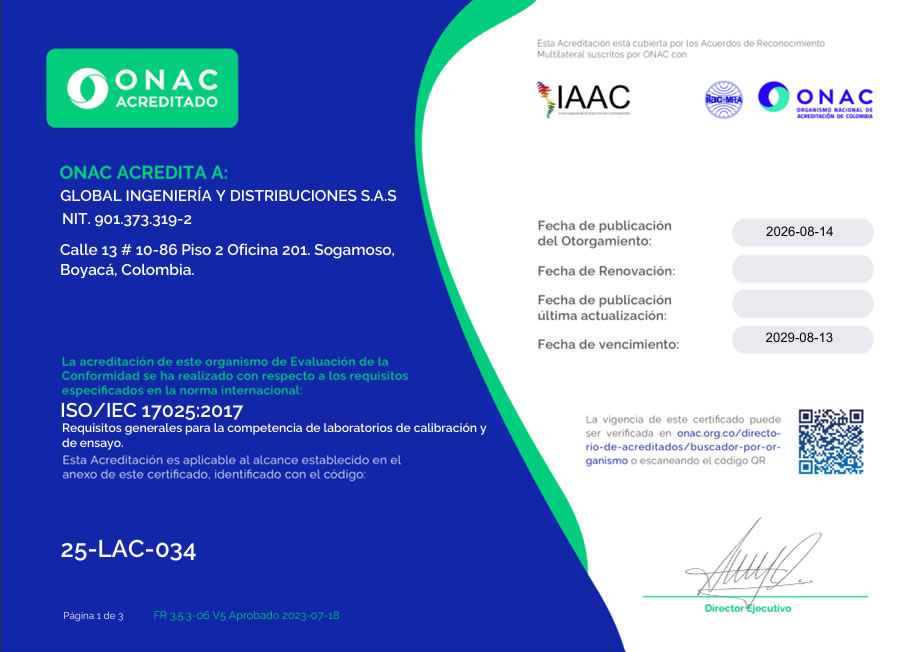 Portada de la acreditación ONAC 25-LAC-034